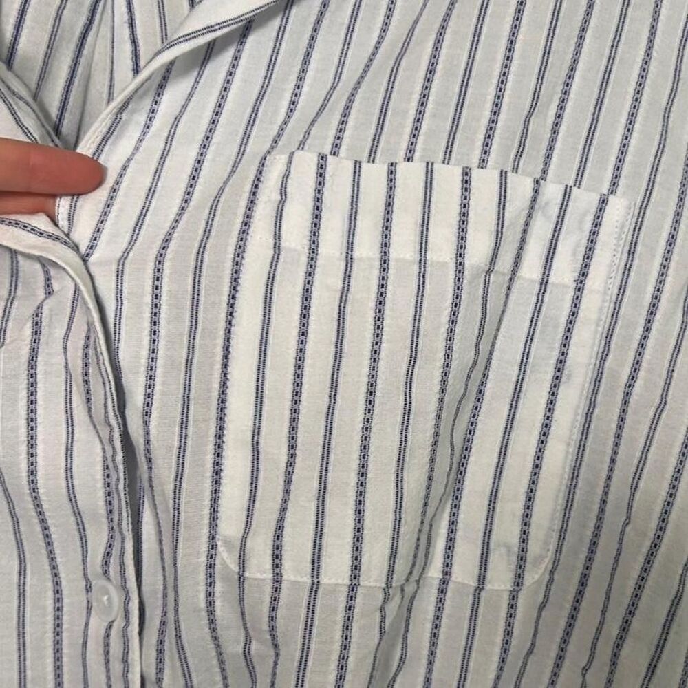 Equipment Kiera Striped Tie Front Button Down top | large Coastal Minimalist - Picture 5 of 6